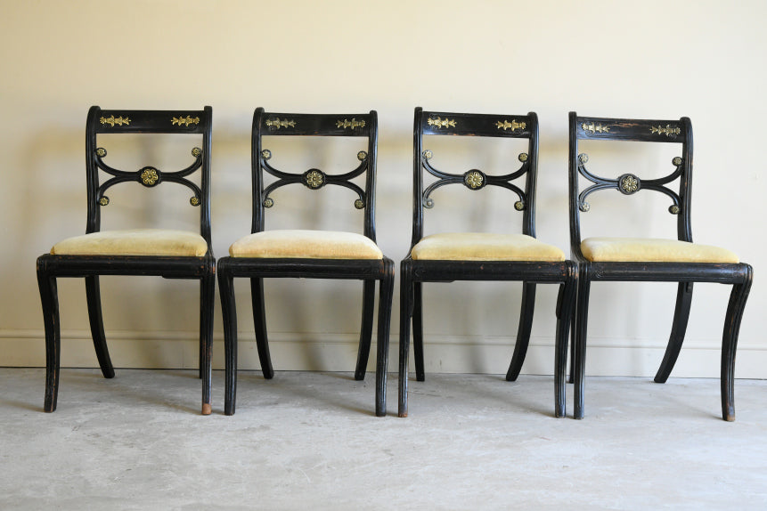 5 Antique Ebonised Dining Chairs