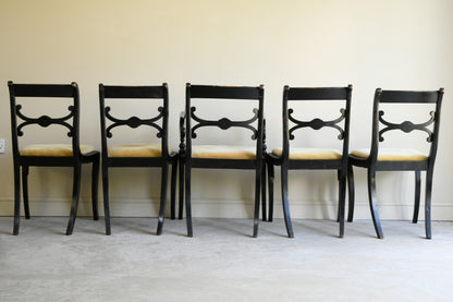 5 Antique Ebonised Dining Chairs