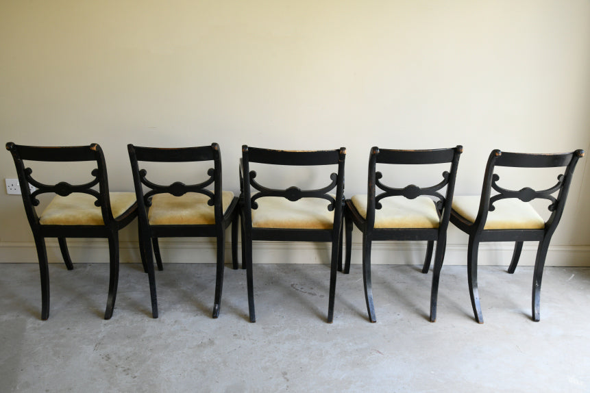 5 Antique Ebonised Dining Chairs