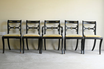 5 Antique Ebonised Dining Chairs