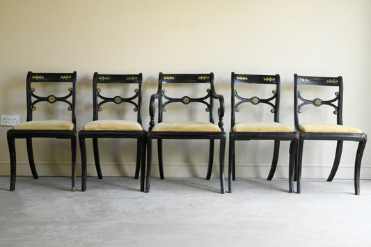 5 Antique Ebonised Dining Chairs