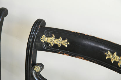 5 Antique Ebonised Dining Chairs