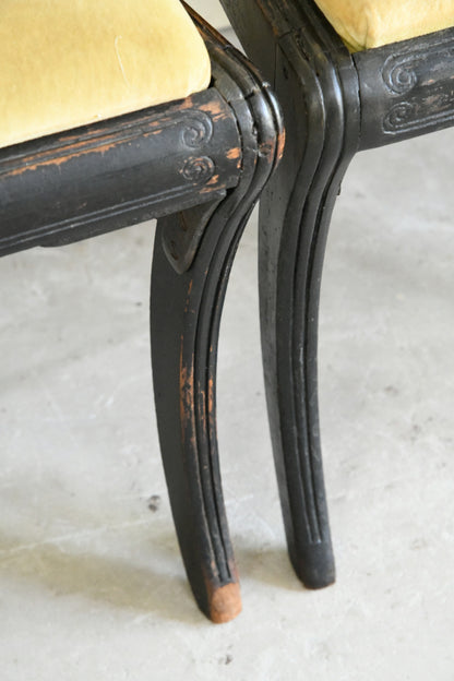 5 Antique Ebonised Dining Chairs