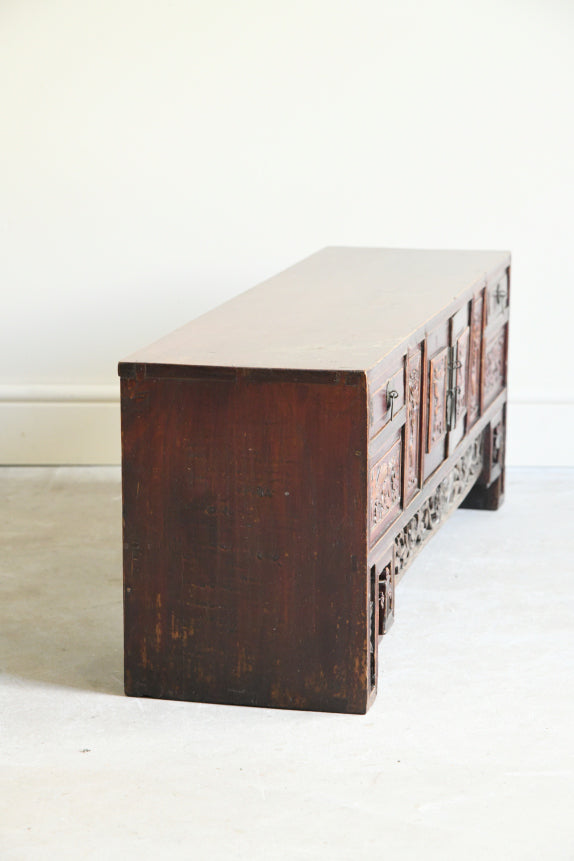 Antique Chinese Carved Low Cabinet