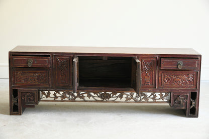 Antique Chinese Carved Low Cabinet