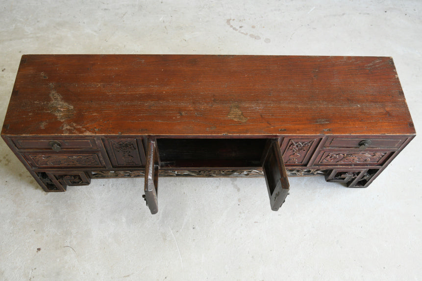 Antique Chinese Carved Low Cabinet