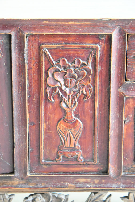 Antique Chinese Carved Low Cabinet