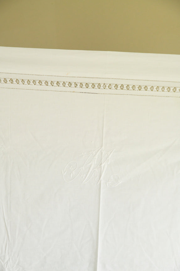 Vintage White Linen Flat Sheet