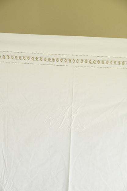 Vintage White Linen Flat Sheet