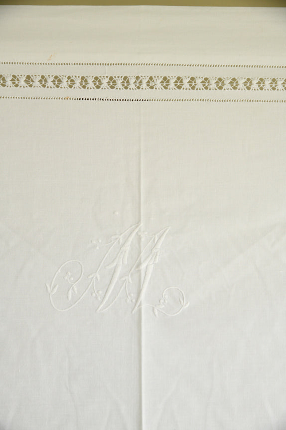 Vintage White Linen Flat Sheet