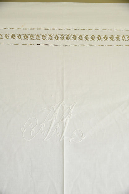 Vintage White Linen Flat Sheet