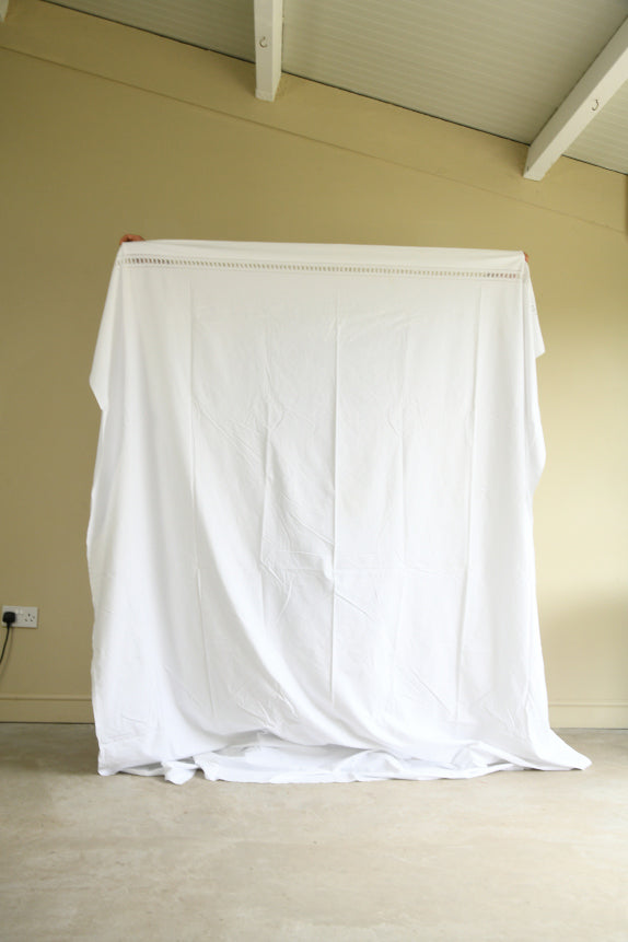 Vintage White Linen Flat Sheet
