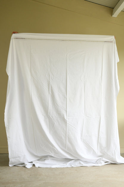 Vintage White Linen Flat Sheet