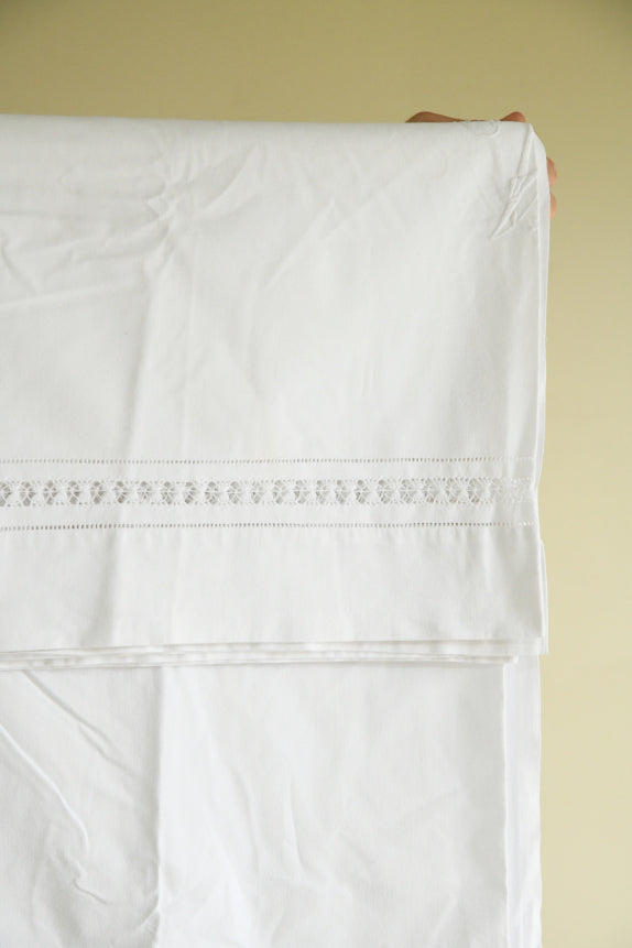Vintage White Linen Flat Sheet