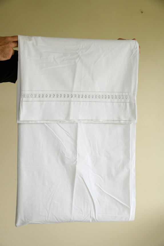 Vintage White Linen Flat Sheet