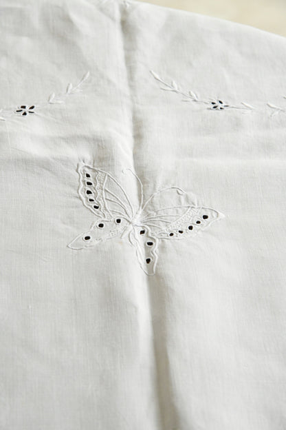 Vintage White Cotton Tablecloth