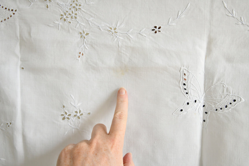Vintage White Cotton Tablecloth