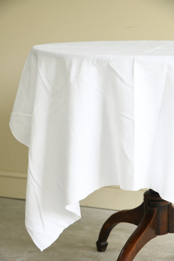 Vintage Square White linen Tablecloth