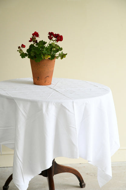 Vintage Square White linen Tablecloth