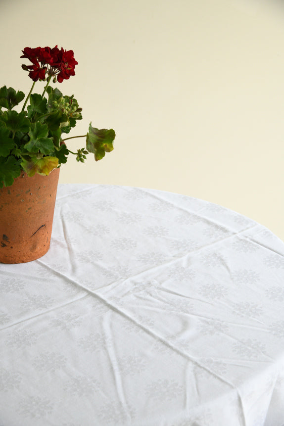 Vintage Square White linen Tablecloth