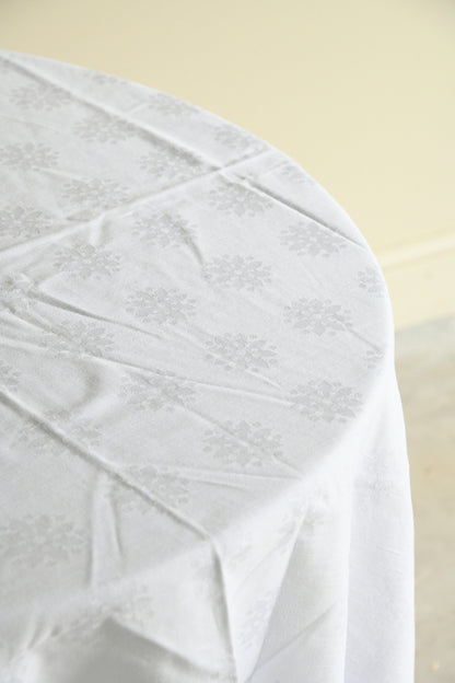 Vintage Square White linen Tablecloth