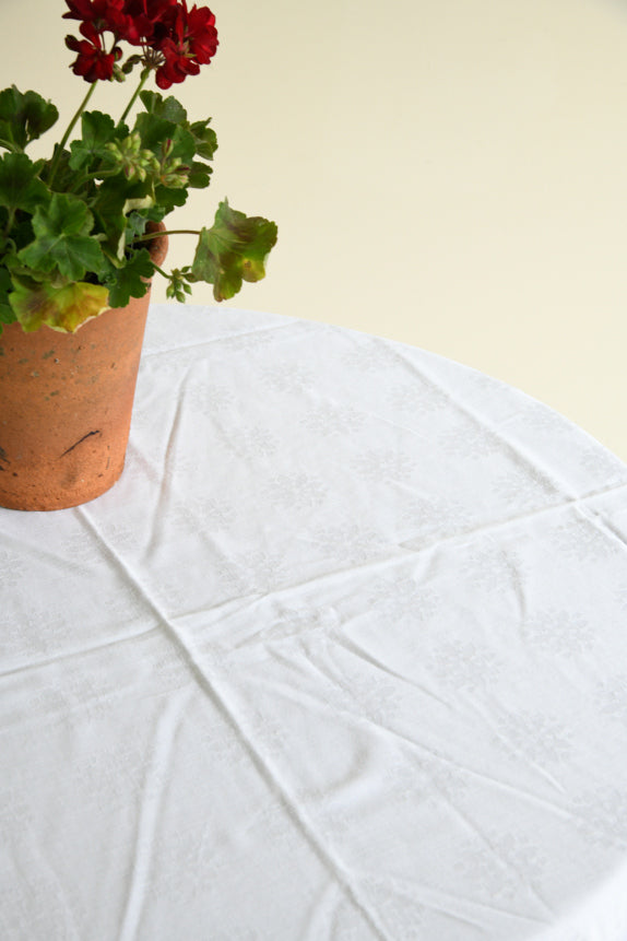Vintage Square White linen Tablecloth