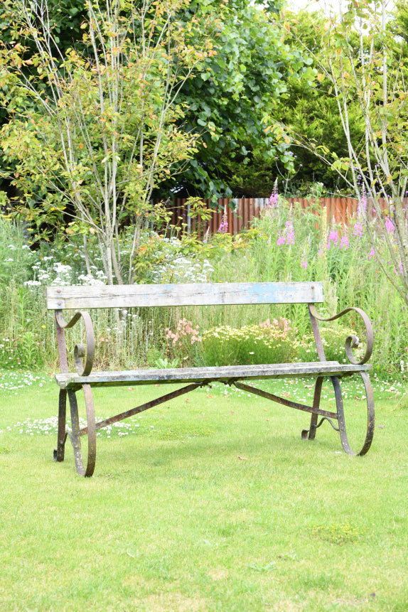 Scrolled Wrought Iron Garden Bench