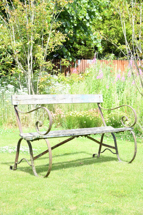 Scrolled Wrought Iron Garden Bench