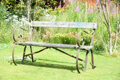 Scrolled Wrought Iron Garden Bench