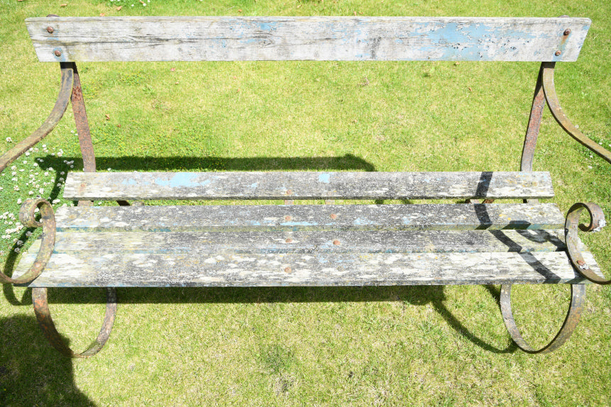 Scrolled Wrought Iron Garden Bench