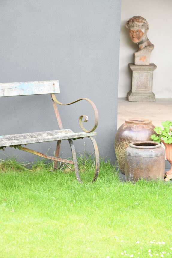 Scrolled Wrought Iron Garden Bench