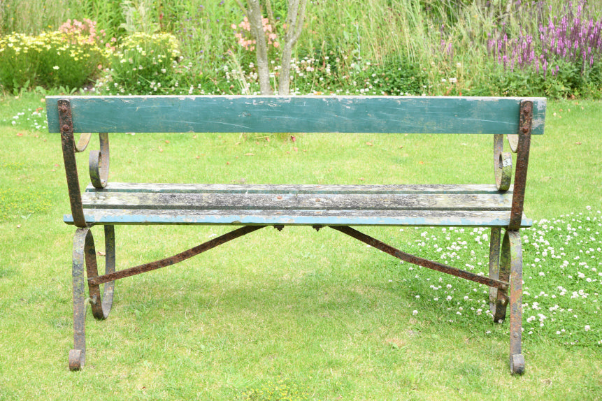 Scrolled Wrought Iron Garden Bench