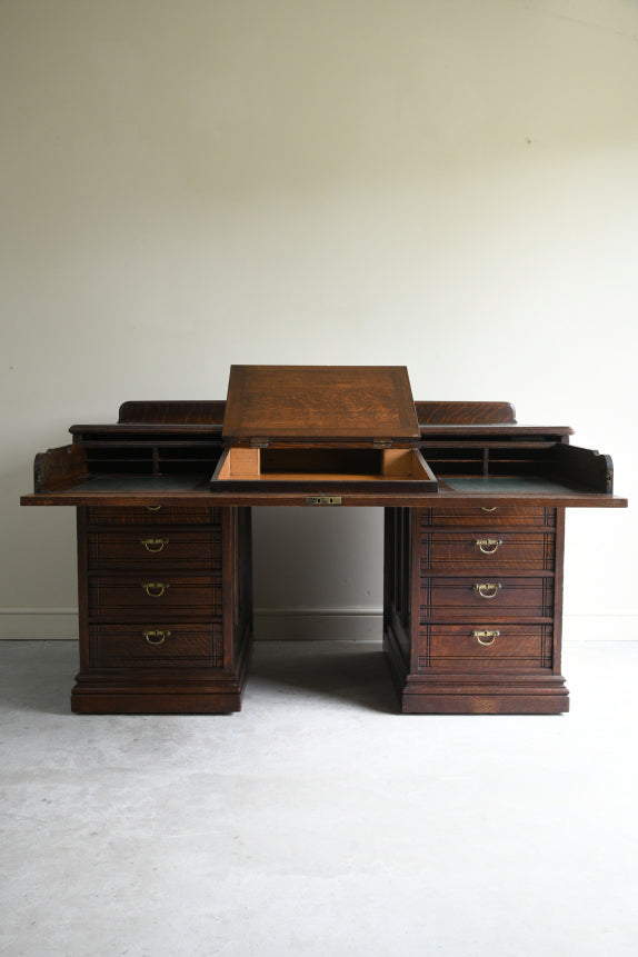 Large Antique Victorian Oak Desk
