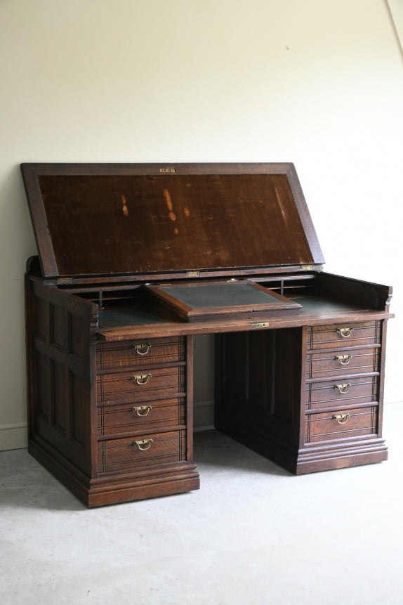 Large Antique Victorian Oak Desk