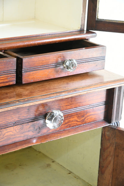 Antique Pitch Pine Glazed Dresser