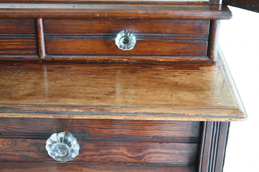 Antique Pitch Pine Glazed Dresser