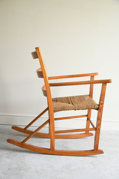 Mid Century Pine Rocking Chair