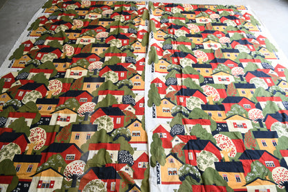 Pair Vintage Scandi Tampella Talot Cotton Curtains