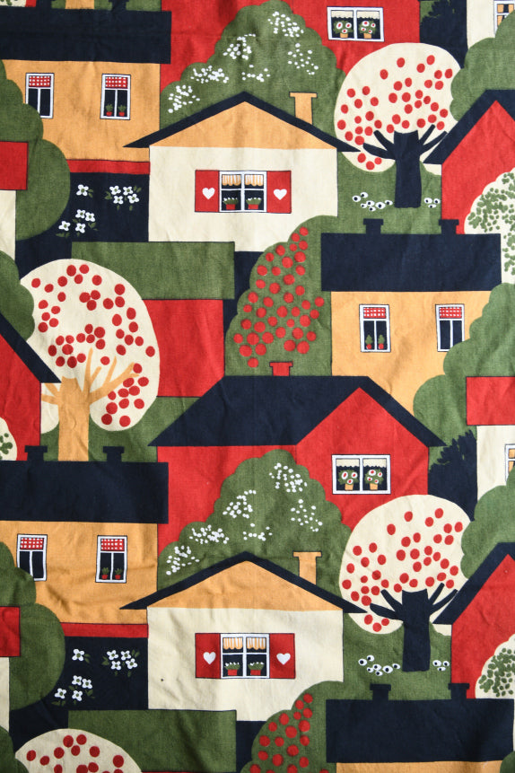 Pair Vintage Scandi Tampella Talot Cotton Curtains