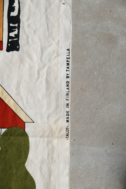 Pair Vintage Scandi Tampella Talot Cotton Curtains