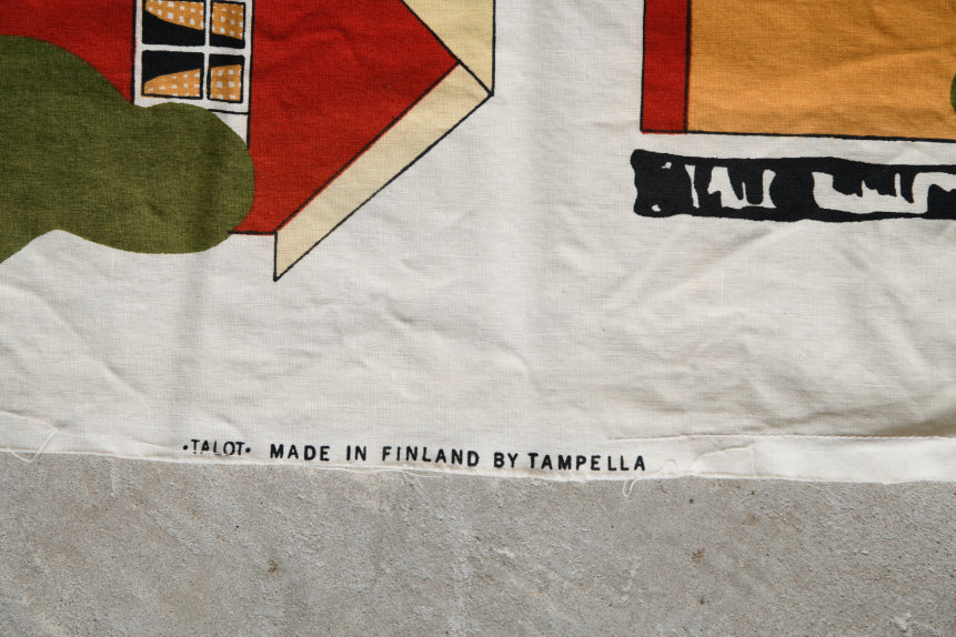 Pair Vintage Scandi Tampella Talot Cotton Curtains