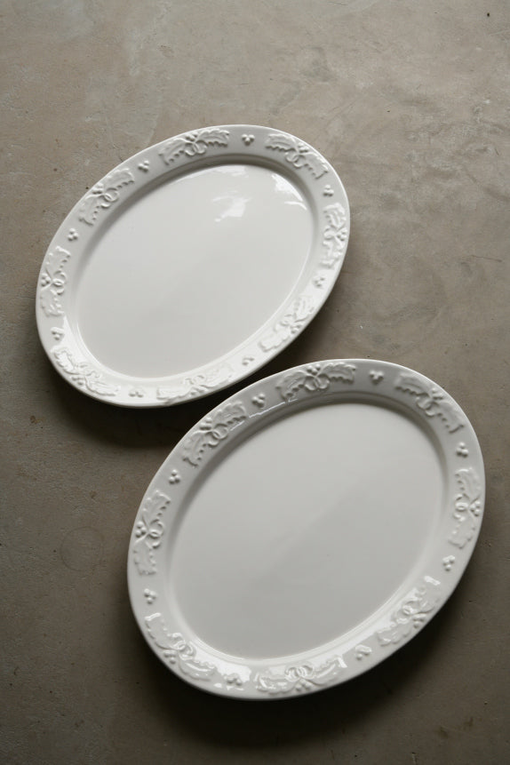 Pair Large Oval White Serving Platters