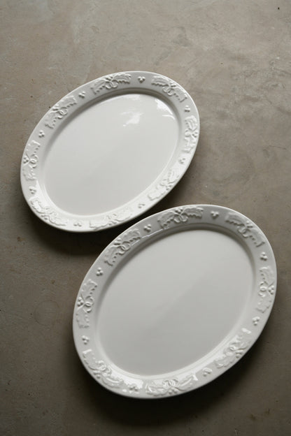 Pair Large Oval White Serving Platters