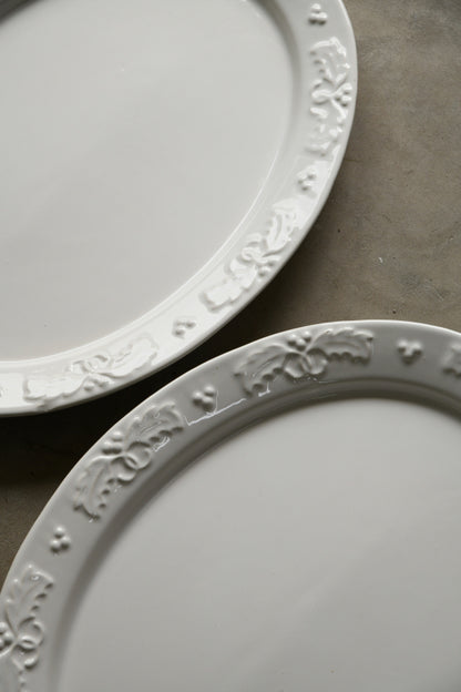 Pair Large Oval White Serving Platters