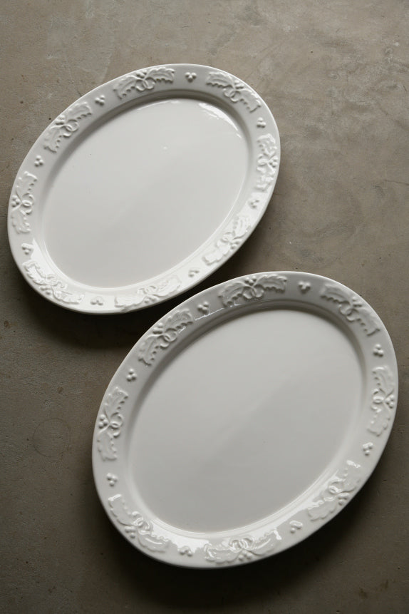 Pair Large Oval White Serving Platters