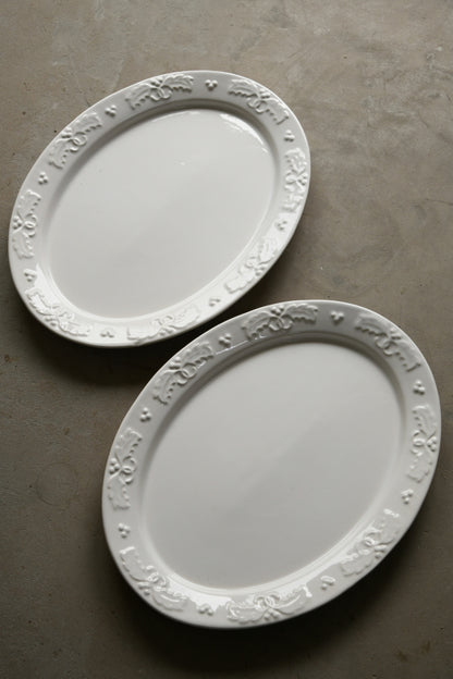 Pair Large Oval White Serving Platters