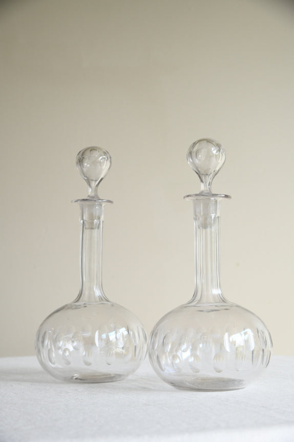Pair Antique Globe Decanters