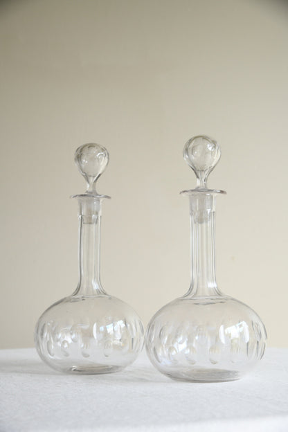 Pair Antique Globe Decanters
