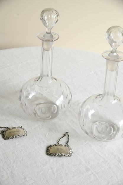 Pair Antique Globe Decanters