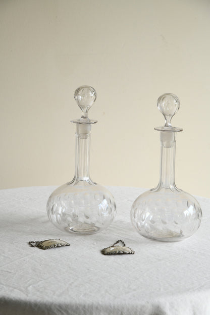 Pair Antique Globe Decanters